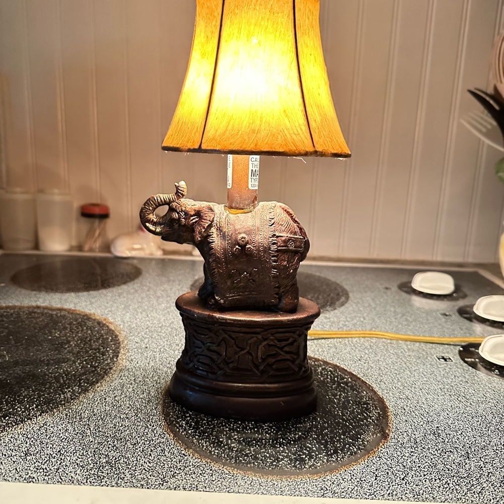 Brown and Yellow Elephant Accent Lamp Decor